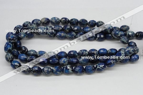 CDE49 15.5 inches 12*15mm faceted egg-shaped dyed sea sediment jasper beads