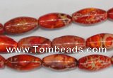 CDE512 15.5 inches 8*16mm rice dyed sea sediment jasper beads