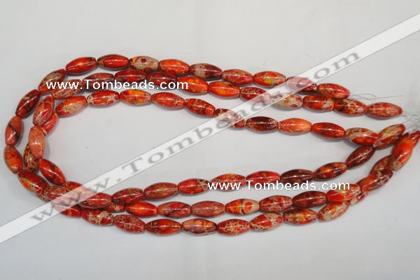 CDE512 15.5 inches 8*16mm rice dyed sea sediment jasper beads