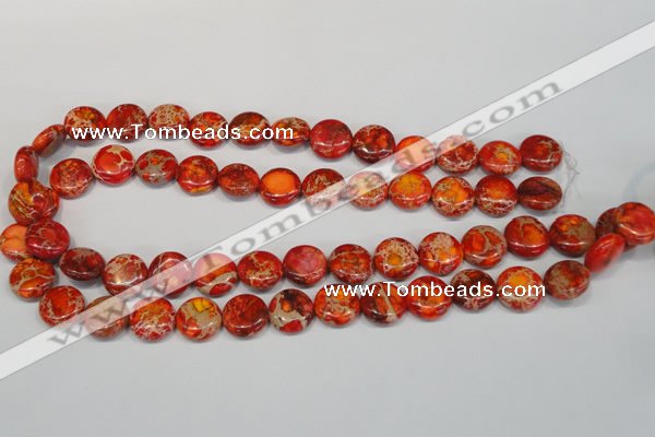 CDE518 15.5 inches 14mm flat round dyed sea sediment jasper beads