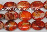 CDE531 15.5 inches 12*16mm oval dyed sea sediment jasper beads