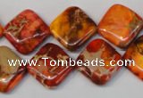 CDE545 15.5 inches 14*14mm diamond dyed sea sediment jasper beads