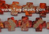 CDE561 15.5 inches 16*16mm cross dyed sea sediment jasper beads