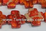 CDE563 15.5 inches 20*20mm cross dyed sea sediment jasper beads