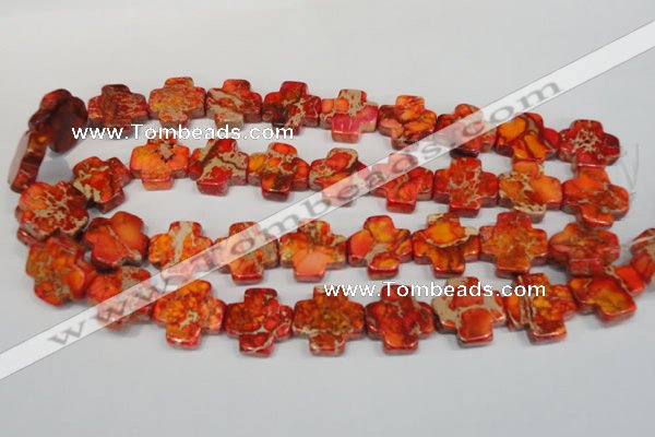 CDE563 15.5 inches 20*20mm cross dyed sea sediment jasper beads