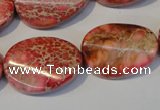 CDE575 15.5 inches 18*25mm twisted oval dyed sea sediment jasper beads