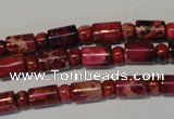 CDE597 15.5 inches 3*6mm rondelle 6*9mm tube dyed sea sediment jasper beads