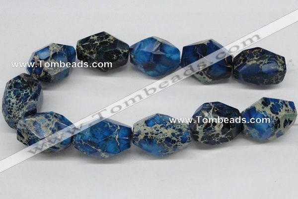 CDE65 15.5 inches 25*35mm faceted nuggets dyed sea sediment jasper beads