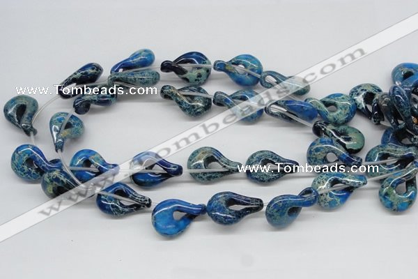 CDE66 15.5 inches 20*30mm petal shaped dyed sea sediment jasper beads