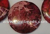 CDE660 15.5 inches 35mm flat round dyed sea sediment jasper beads