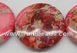 CDE661 15.5 inches 40mm flat round dyed sea sediment jasper beads