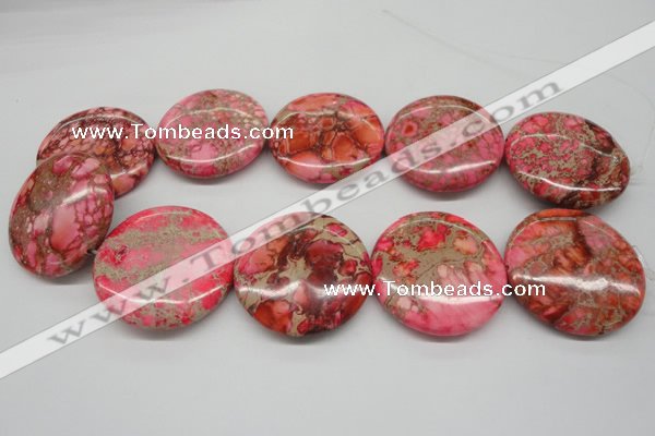 CDE661 15.5 inches 40mm flat round dyed sea sediment jasper beads