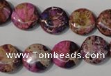 CDE706 15.5 inches 14mm flat round dyed sea sediment jasper beads