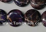 CDE707 15.5 inches 20mm flat round dyed sea sediment jasper beads