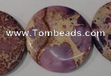 CDE708 15.5 inches 35mm flat round dyed sea sediment jasper beads