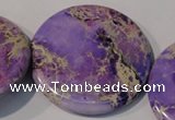 CDE709 15.5 inches 55mm flat round dyed sea sediment jasper beads