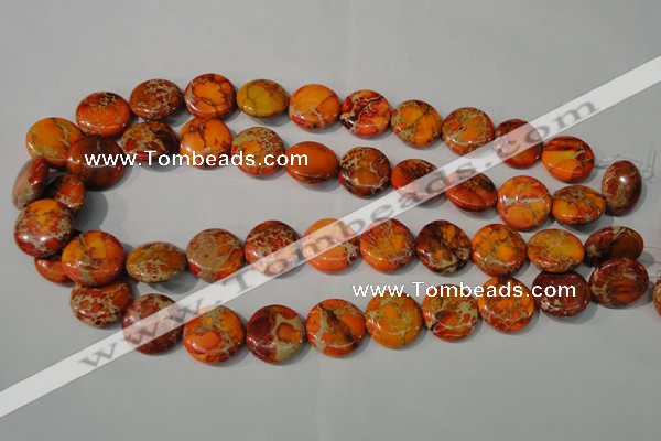 CDE757 15.5 inches 18mm flat round dyed sea sediment jasper beads