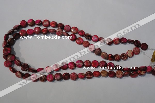 CDE785 15.5 inches 10mm flat round dyed sea sediment jasper beads