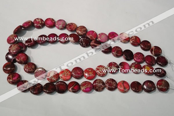 CDE786 15.5 inches 14mm flat round dyed sea sediment jasper beads