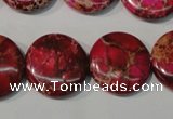 CDE787 15.5 inches 20mm flat round dyed sea sediment jasper beads