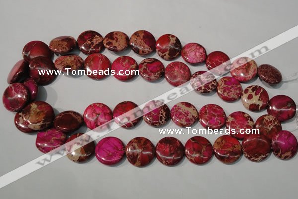 CDE787 15.5 inches 20mm flat round dyed sea sediment jasper beads