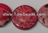 CDE788 15.5 inches 30mm flat round dyed sea sediment jasper beads