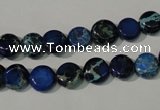 CDE905 15.5 inches 8mm flat round dyed sea sediment jasper beads