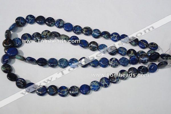 CDE906 15.5 inches 12mm flat round dyed sea sediment jasper beads