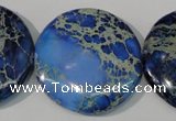 CDE909 15.5 inches 35mm flat round dyed sea sediment jasper beads