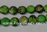 CDE936 15.5 inches 10mm flat round dyed sea sediment jasper beads