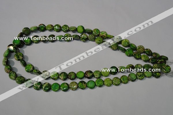 CDE936 15.5 inches 10mm flat round dyed sea sediment jasper beads