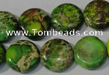 CDE937 15.5 inches 16mm flat round dyed sea sediment jasper beads