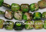 CDI120 15.5 inches 10*10mm square dyed imperial jasper beads