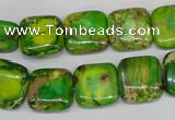 CDI121 15.5 inches 14*14mm square dyed imperial jasper beads