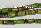 CDI142 15.5 inches 3*6mm rondelle & 6*9mm tube dyed imperial jasper beads