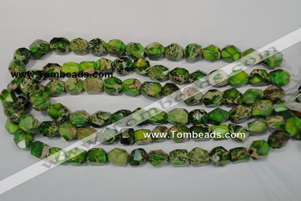 CDI155 15.5 inches 10*12mm faceted nugget dyed imperial jasper beads