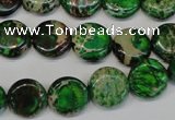 CDI170 15.5 inches 12mm flat round dyed imperial jasper beads