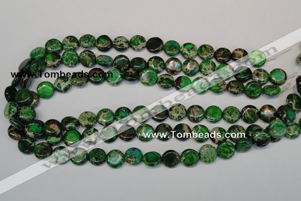 CDI170 15.5 inches 12mm flat round dyed imperial jasper beads