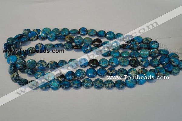 CDI305 15.5 inches 12mm flat round dyed imperial jasper beads