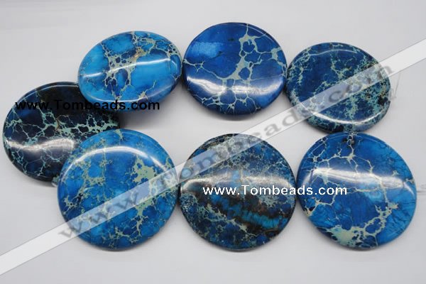 CDI312 15.5 inches 55mm flat round dyed imperial jasper beads