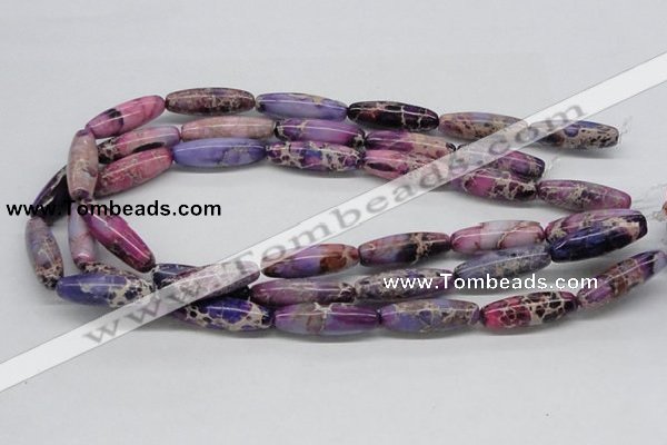 CDI33 16 inches 10*30mm rice dyed imperial jasper beads wholesale