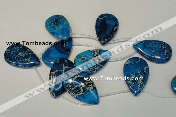 CDI345 Top-drilled 30*50mm flat teardrop dyed imperial jasper beads