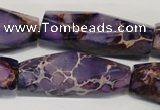 CDI386 15.5 inches 12*40mm faceted rice dyed imperial jasper beads