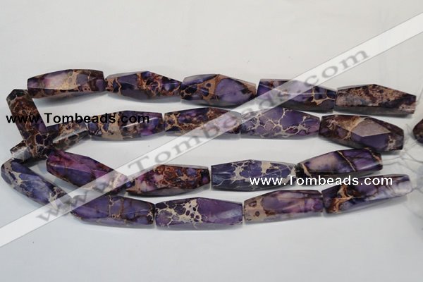 CDI386 15.5 inches 12*40mm faceted rice dyed imperial jasper beads