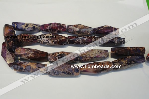 CDI388 15.5 inches 14*44mm faceted rice dyed imperial jasper beads