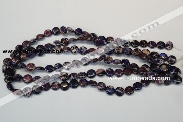 CDI397 15.5 inches 10mm flat round dyed imperial jasper beads