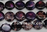 CDI398 15.5 inches 12mm flat round dyed imperial jasper beads