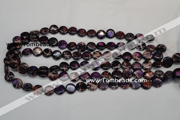 CDI398 15.5 inches 12mm flat round dyed imperial jasper beads