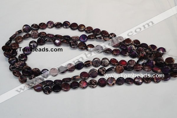 CDI405 15.5 inches 10mm flat round dyed imperial jasper beads