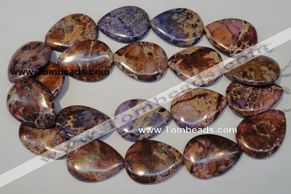 CDI461 15.5 inches 30*40mm flat teardrop dyed imperial jasper beads